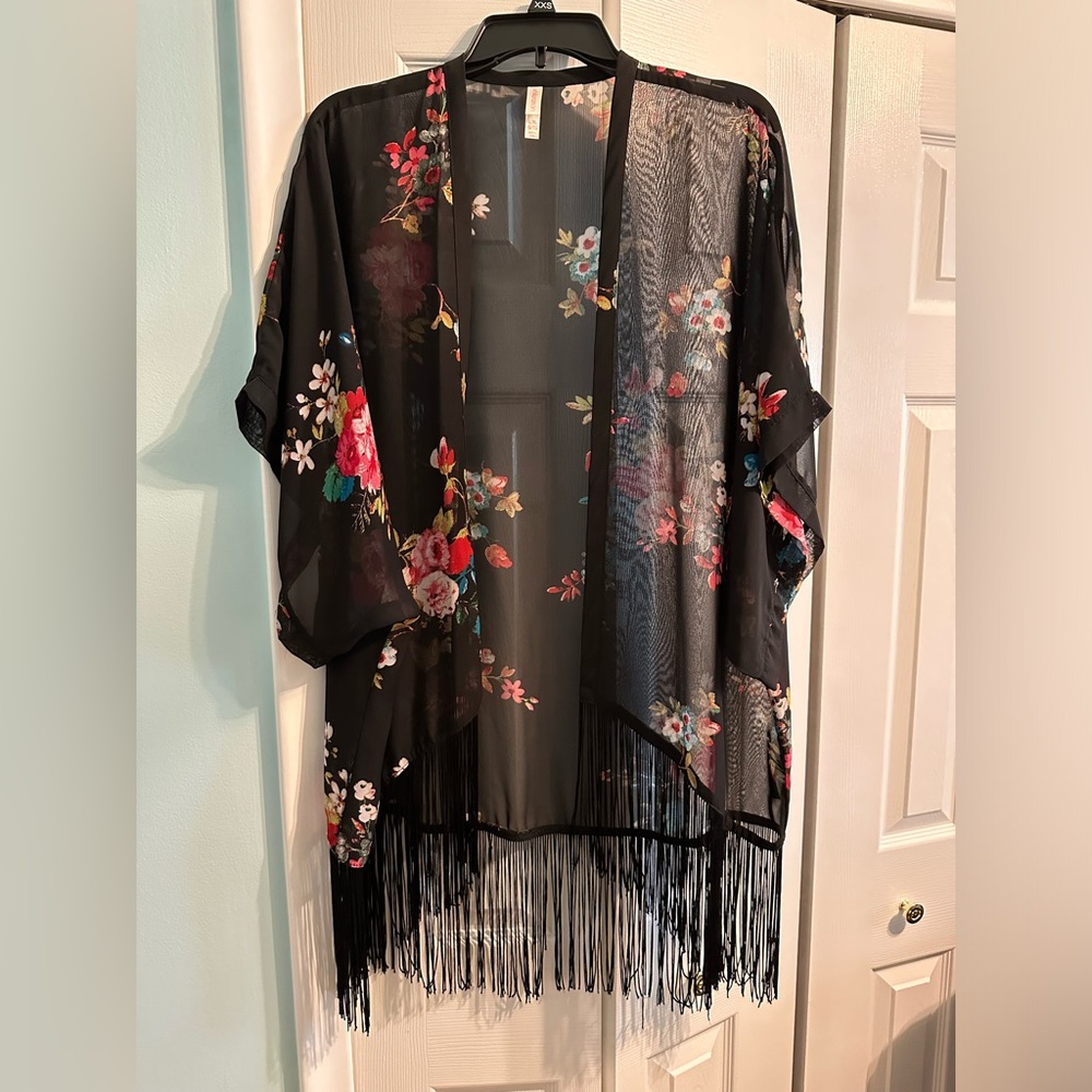 Xhilaration Fringe Kimono - Size L/XL